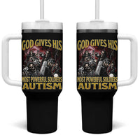 God Gives His Most Powerful Soldiers Autism Tumbler With Handle Funny Hard Skeleton Meme