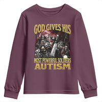 God Gives His Most Powerful Soldiers Autism Youth Sweatshirt Funny Hard Skeleton Meme