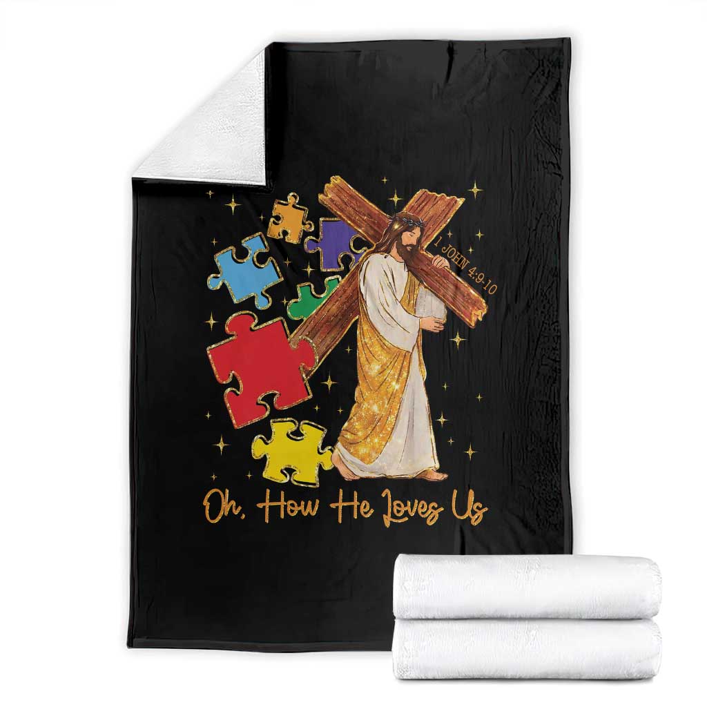 Autism Awareness Jesus Throw Blanket Oh How He Loves Us Christian Bible Verse