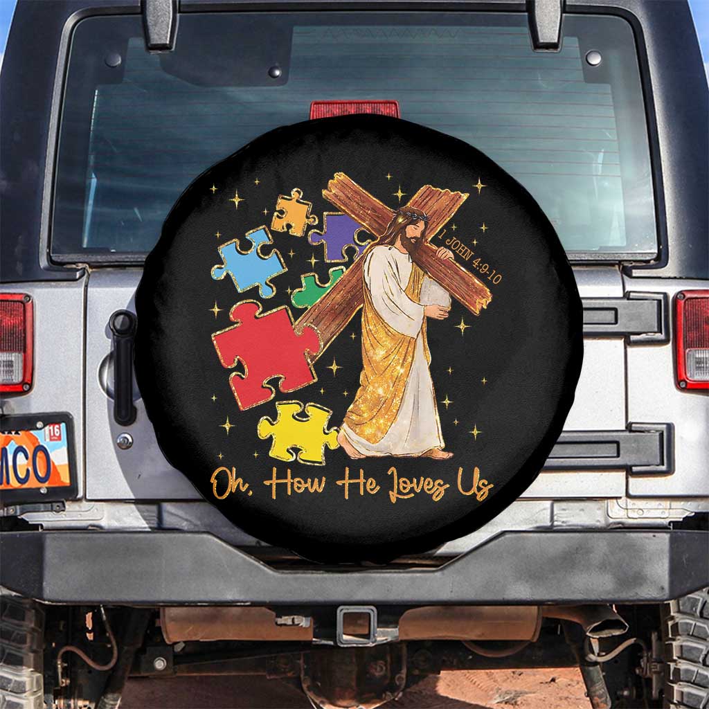 Autism Awareness Jesus Spare Tire Cover Oh How He Loves Us Christian Bible Verse