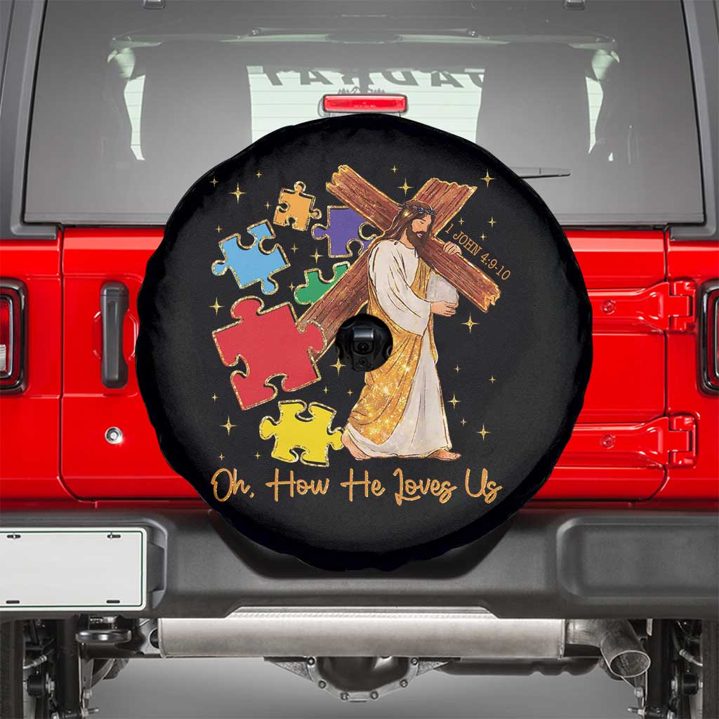 Autism Awareness Jesus Spare Tire Cover Oh How He Loves Us Christian Bible Verse