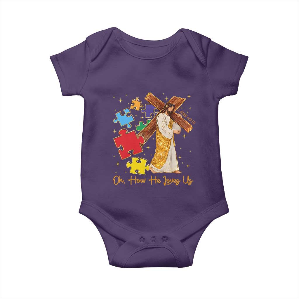 Autism Awareness Jesus Baby Onesie Oh How He Loves Us Christian Bible Verse