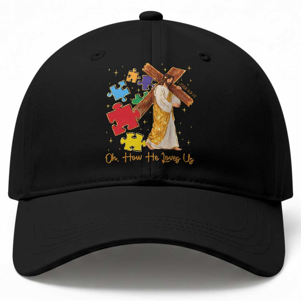 Autism Awareness Jesus Baseball Cap Oh How He Loves Us Christian Bible Verse