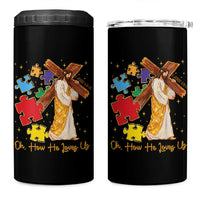 Autism Awareness Jesus 4 in 1 Can Cooler Tumbler Oh How He Loves Us Christian Bible Verse