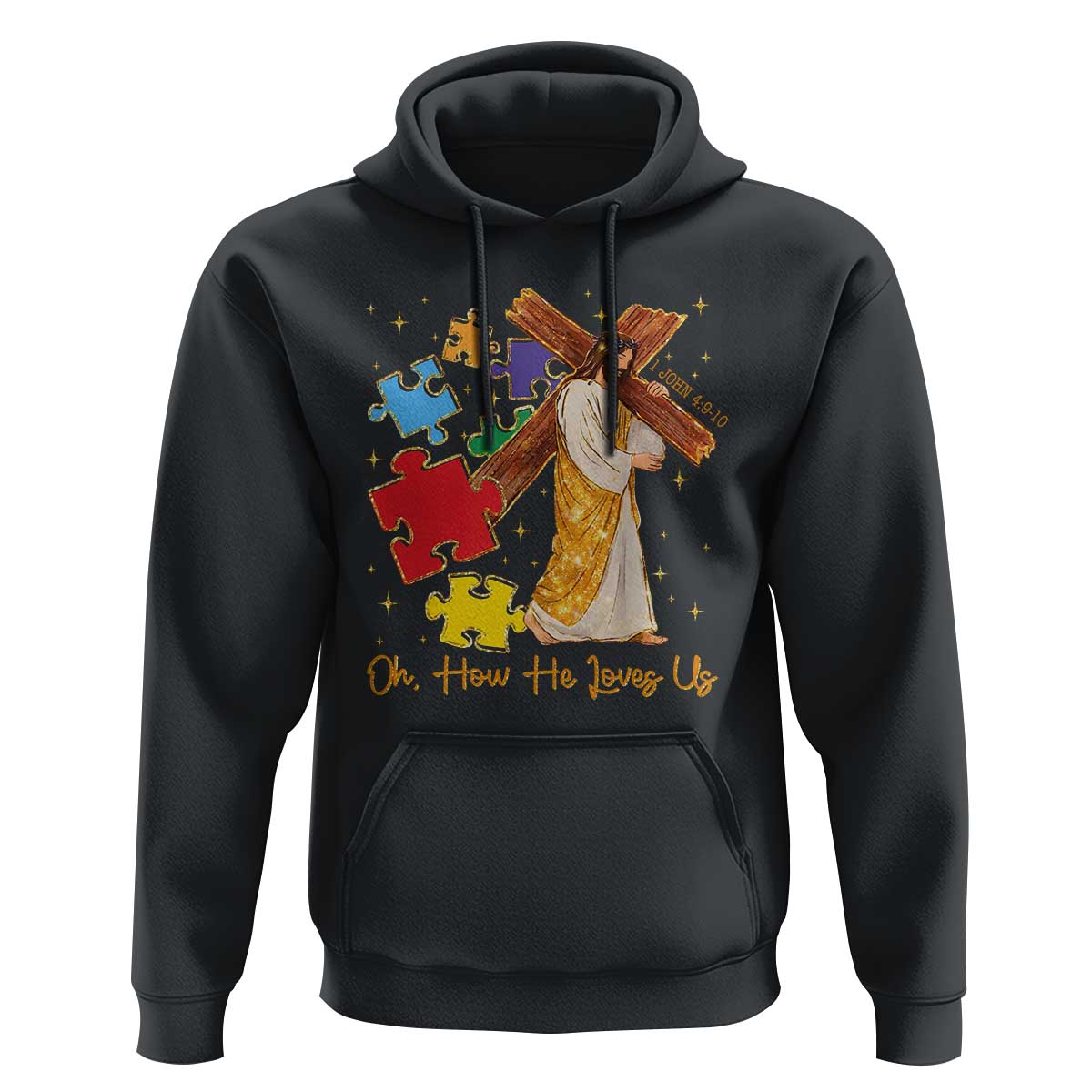 Autism Awareness Jesus Hoodie Oh How He Loves Us Christian Bible Verse