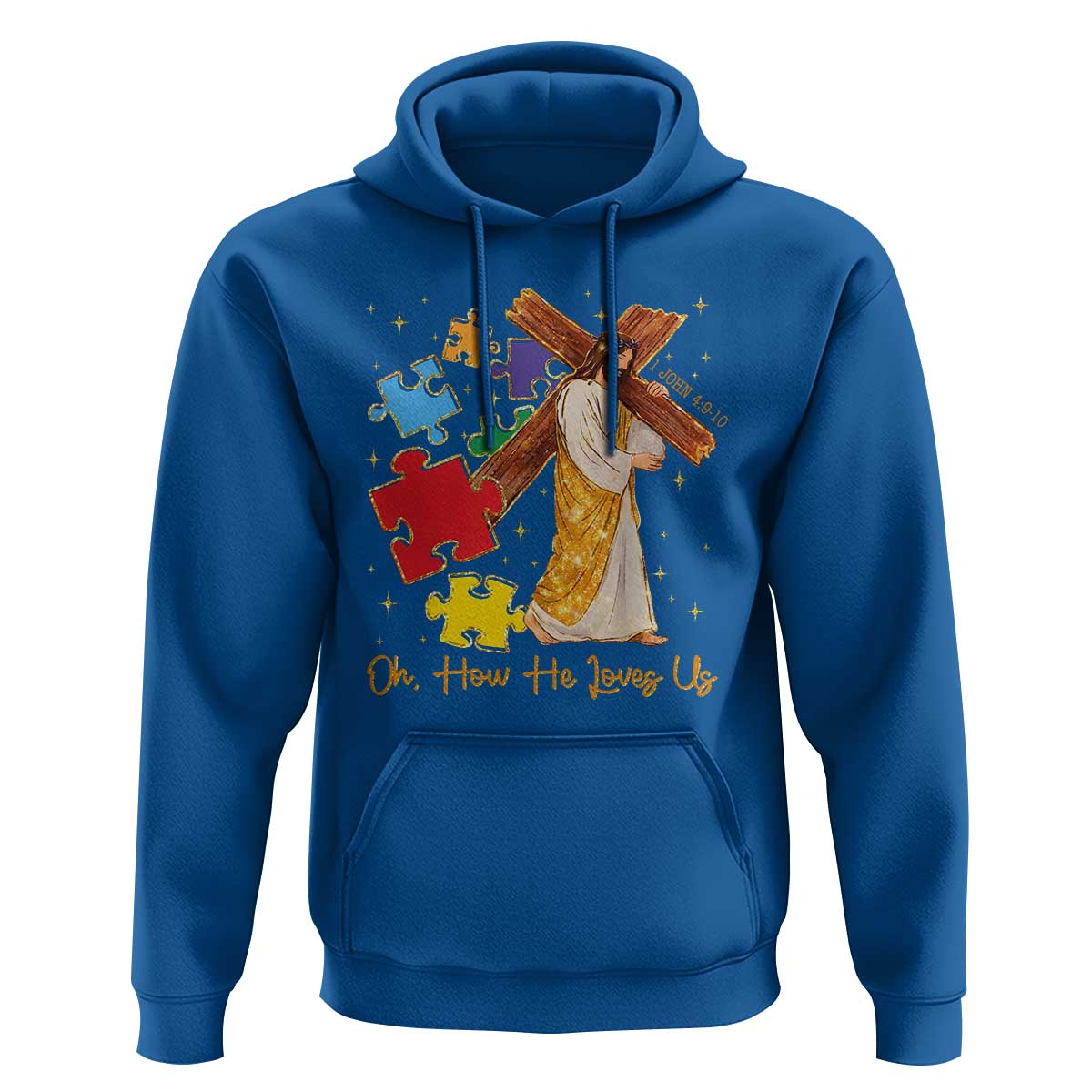 Autism Awareness Jesus Hoodie Oh How He Loves Us Christian Bible Verse