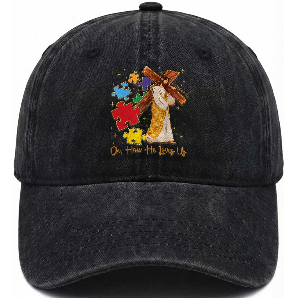 Autism Awareness Jesus Washed Cotton Baseball Cap Oh How He Loves Us Christian Bible Verse