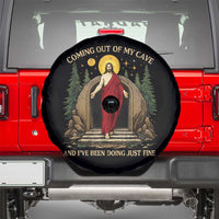 Jesus Coming Out Of My Cave And I Have Been Doing Just Fine Spare Tire Cover Funny Christian Easter