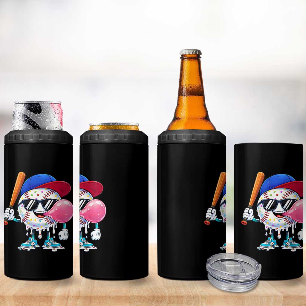 Baseball Bubble Gum Sports Game Day 4 in 1 Can Cooler Tumbler