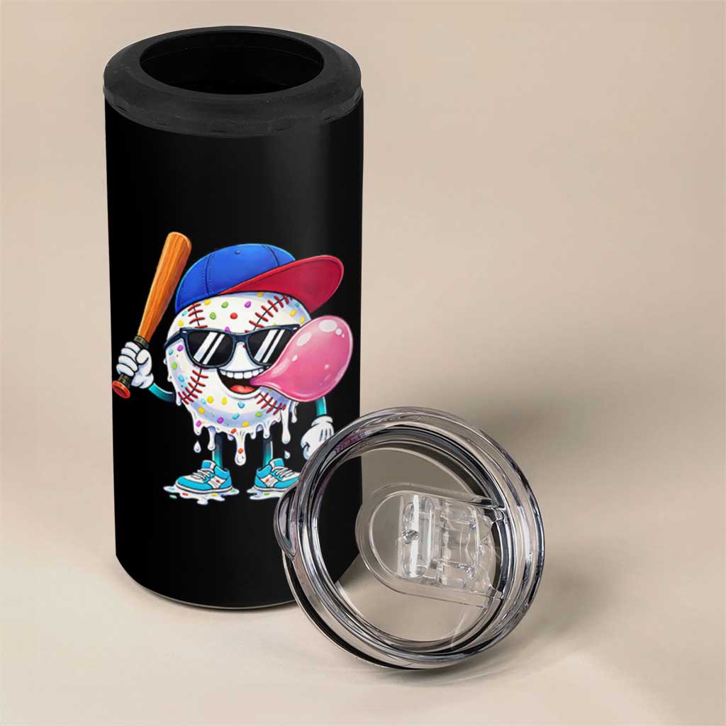 Baseball Bubble Gum Sports Game Day 4 in 1 Can Cooler Tumbler