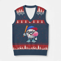 Baseball Bubble Gum Sports Game Day V-Neck Knit Sweater Vest