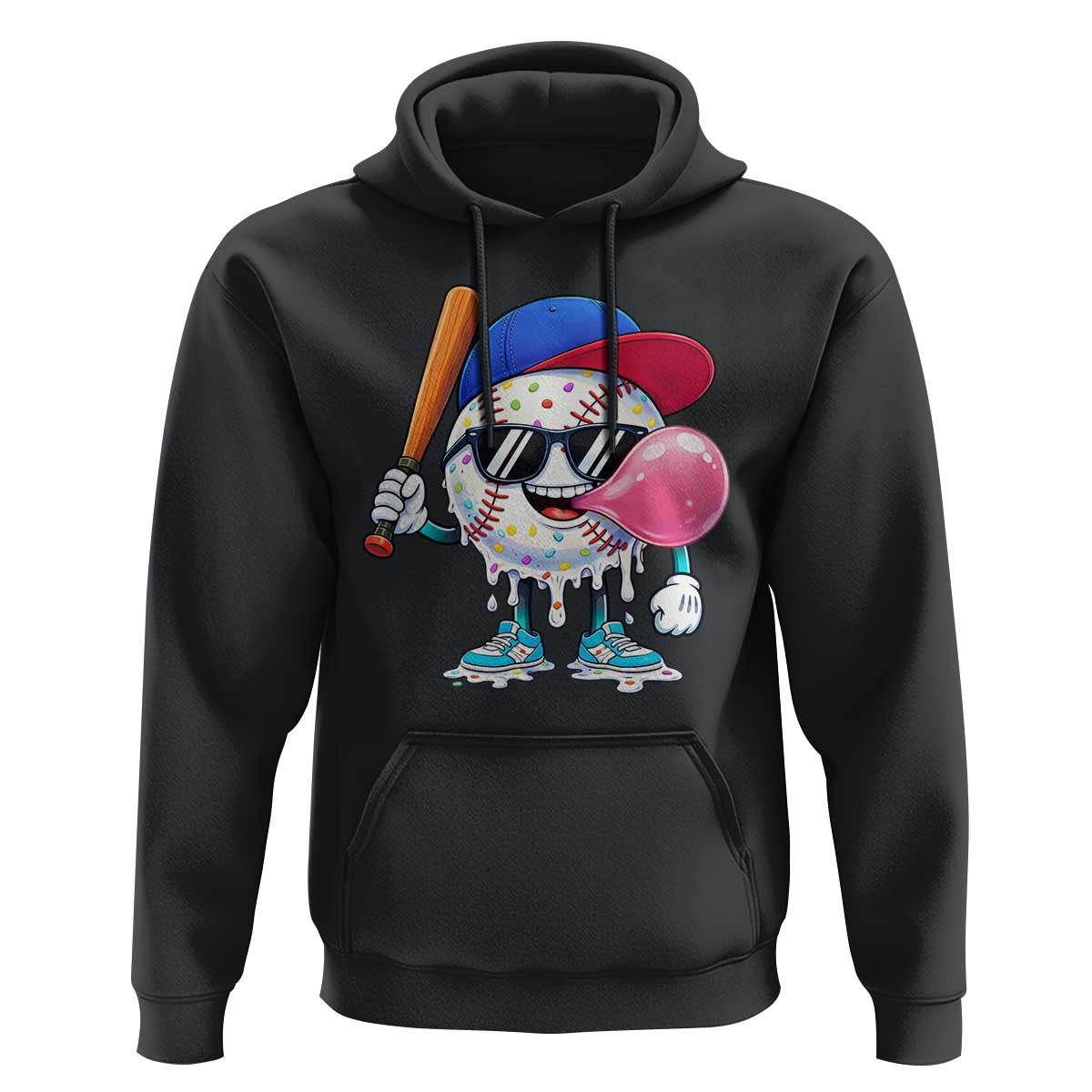Baseball Bubble Gum Sports Game Day Hoodie
