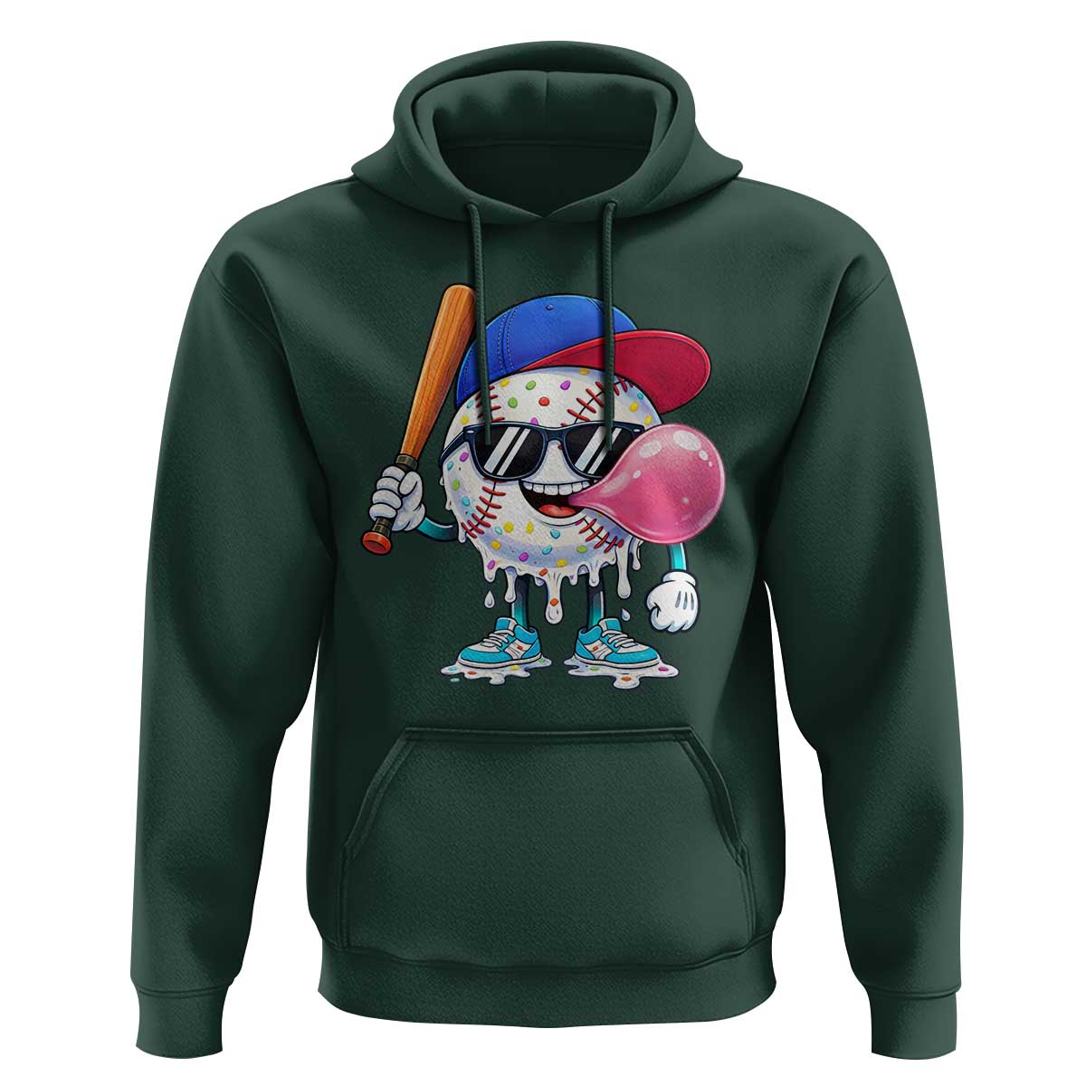 Baseball Bubble Gum Sports Game Day Hoodie