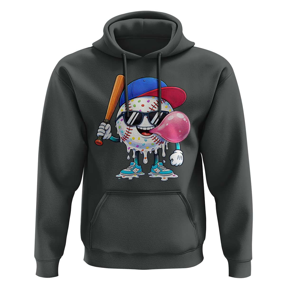 Baseball Bubble Gum Sports Game Day Hoodie