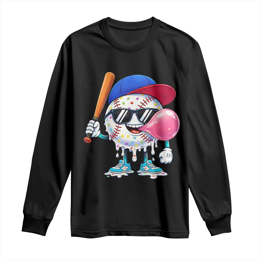 Baseball Bubble Gum Sports Game Day Long Sleeve Shirt