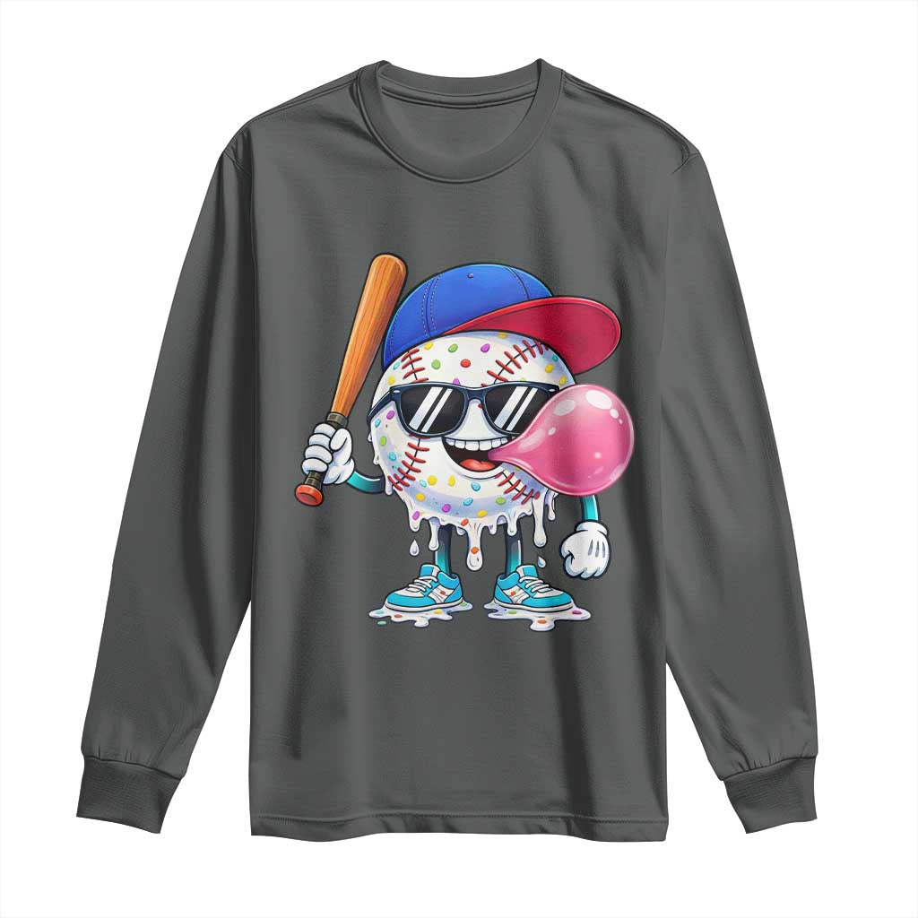 Baseball Bubble Gum Sports Game Day Long Sleeve Shirt