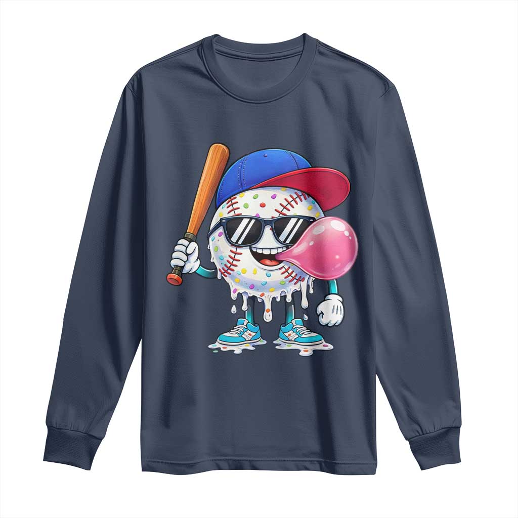 Baseball Bubble Gum Sports Game Day Long Sleeve Shirt