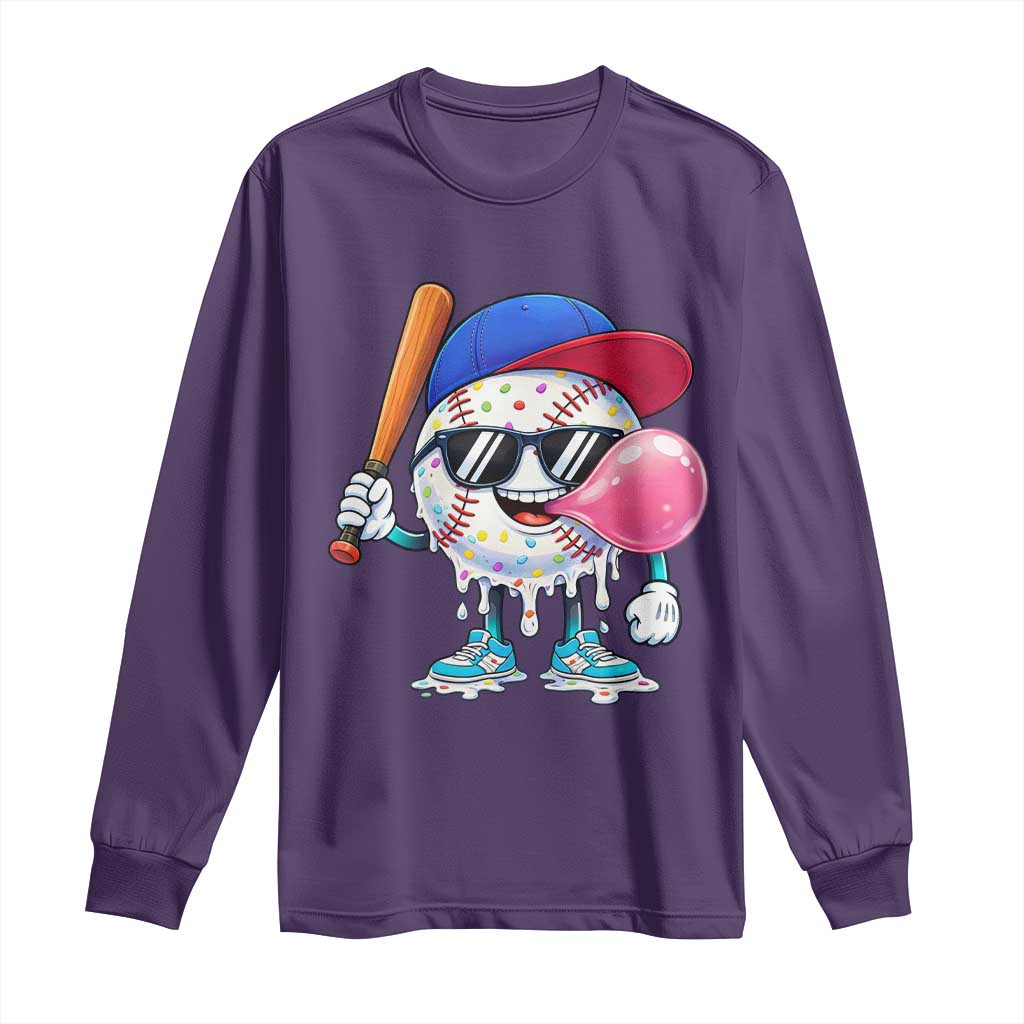 Baseball Bubble Gum Sports Game Day Long Sleeve Shirt