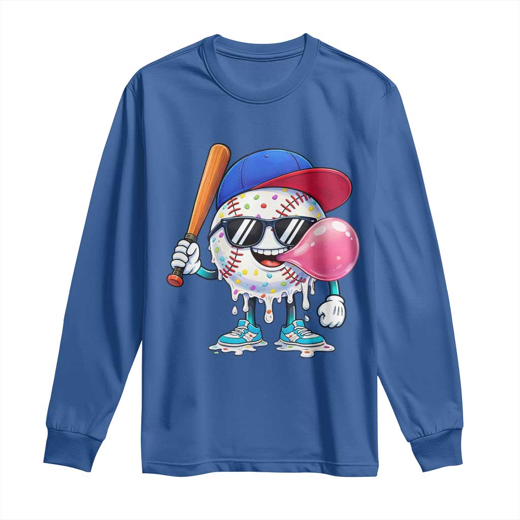 Baseball Bubble Gum Sports Game Day Long Sleeve Shirt