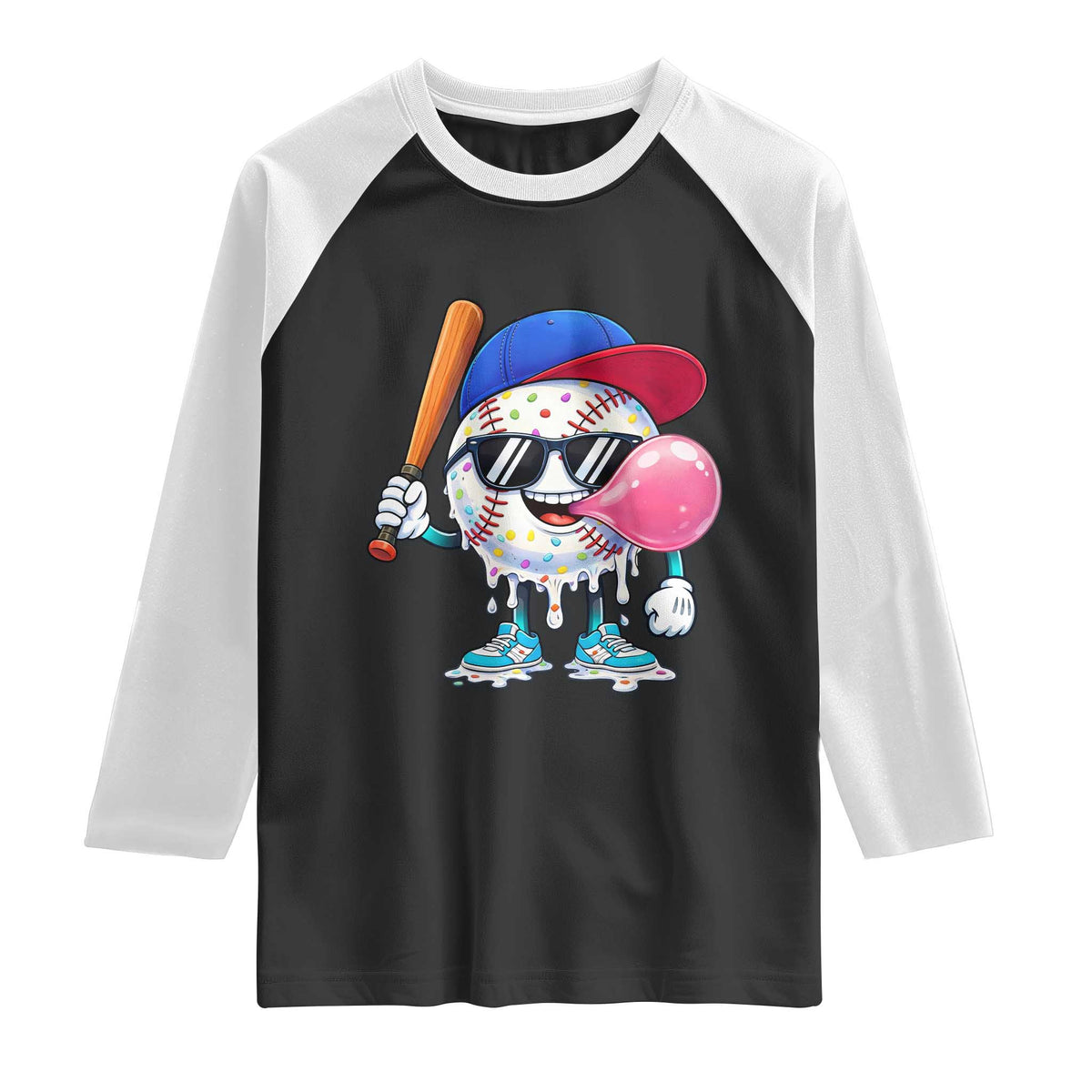Baseball Bubble Gum Sports Game Day Raglan Shirt