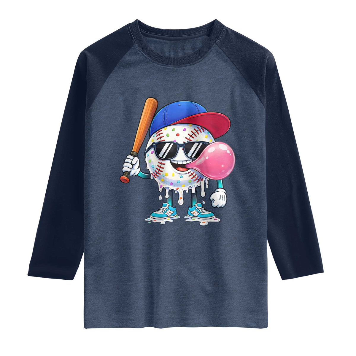Baseball Bubble Gum Sports Game Day Raglan Shirt