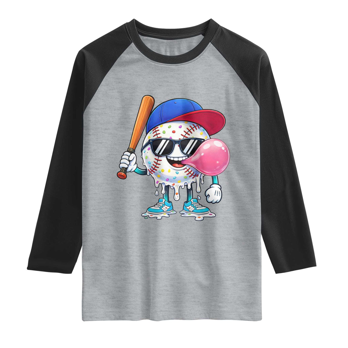 Baseball Bubble Gum Sports Game Day Raglan Shirt