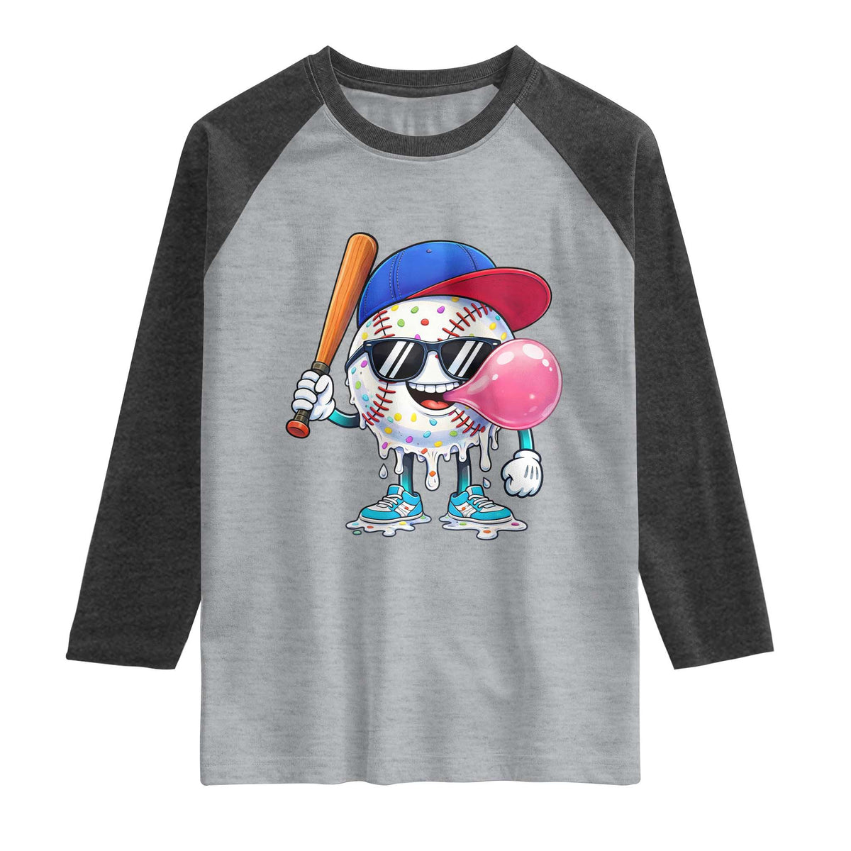 Baseball Bubble Gum Sports Game Day Raglan Shirt