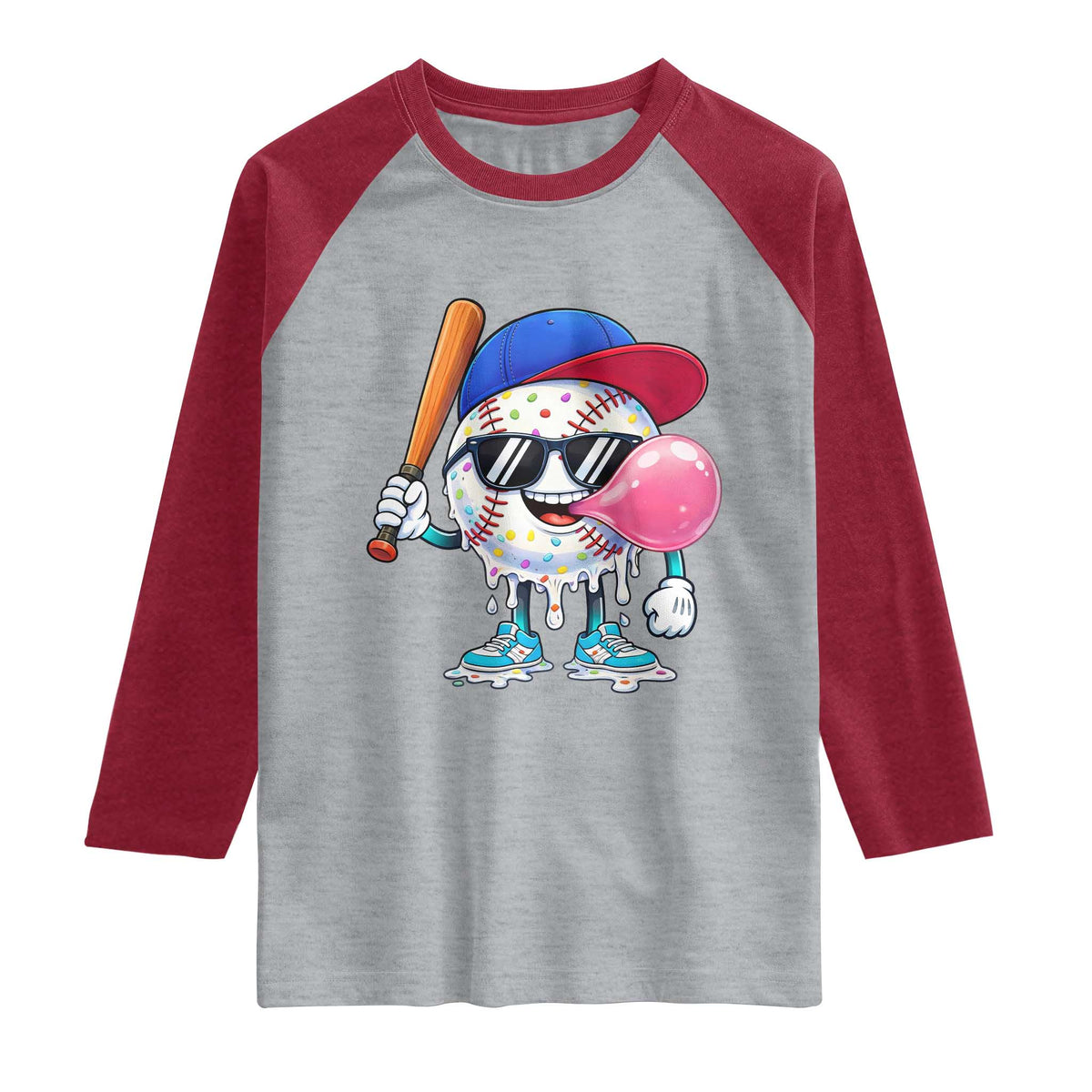 Baseball Bubble Gum Sports Game Day Raglan Shirt