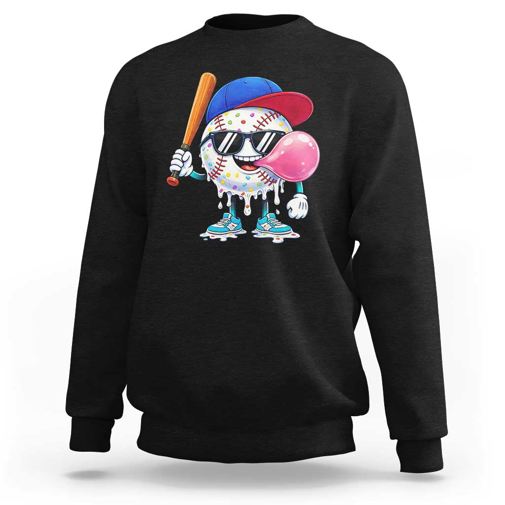 Baseball Bubble Gum Sports Game Day Sweatshirt