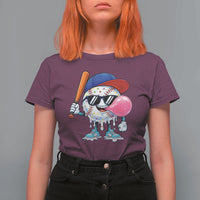 Baseball Bubble Gum Sports Game Day T Shirt For Women