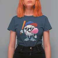 Baseball Bubble Gum Sports Game Day T Shirt For Women