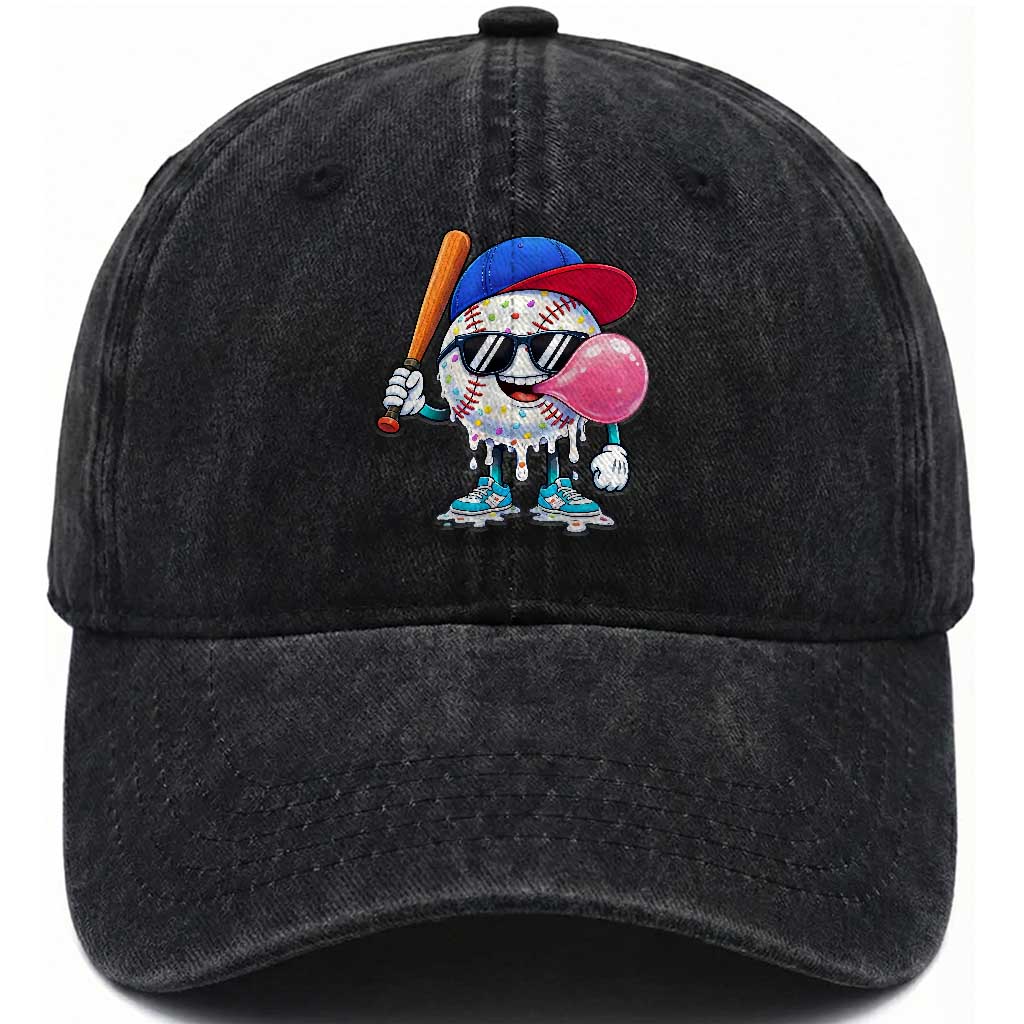 Baseball Bubble Gum Sports Game Day Washed Cotton Baseball Cap