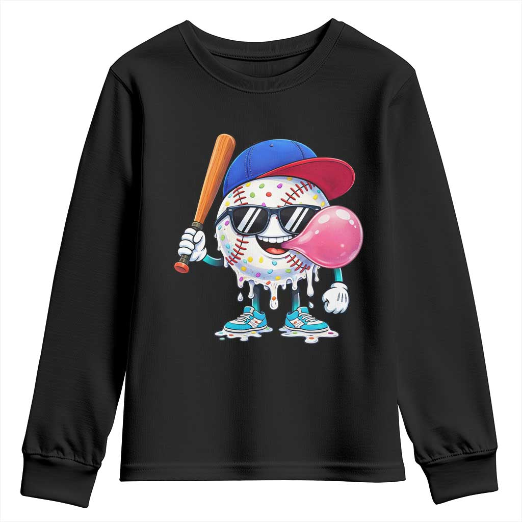 Baseball Bubble Gum Sports Game Day Youth Sweatshirt