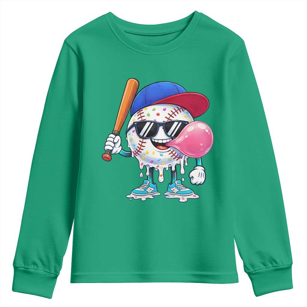 Baseball Bubble Gum Sports Game Day Youth Sweatshirt