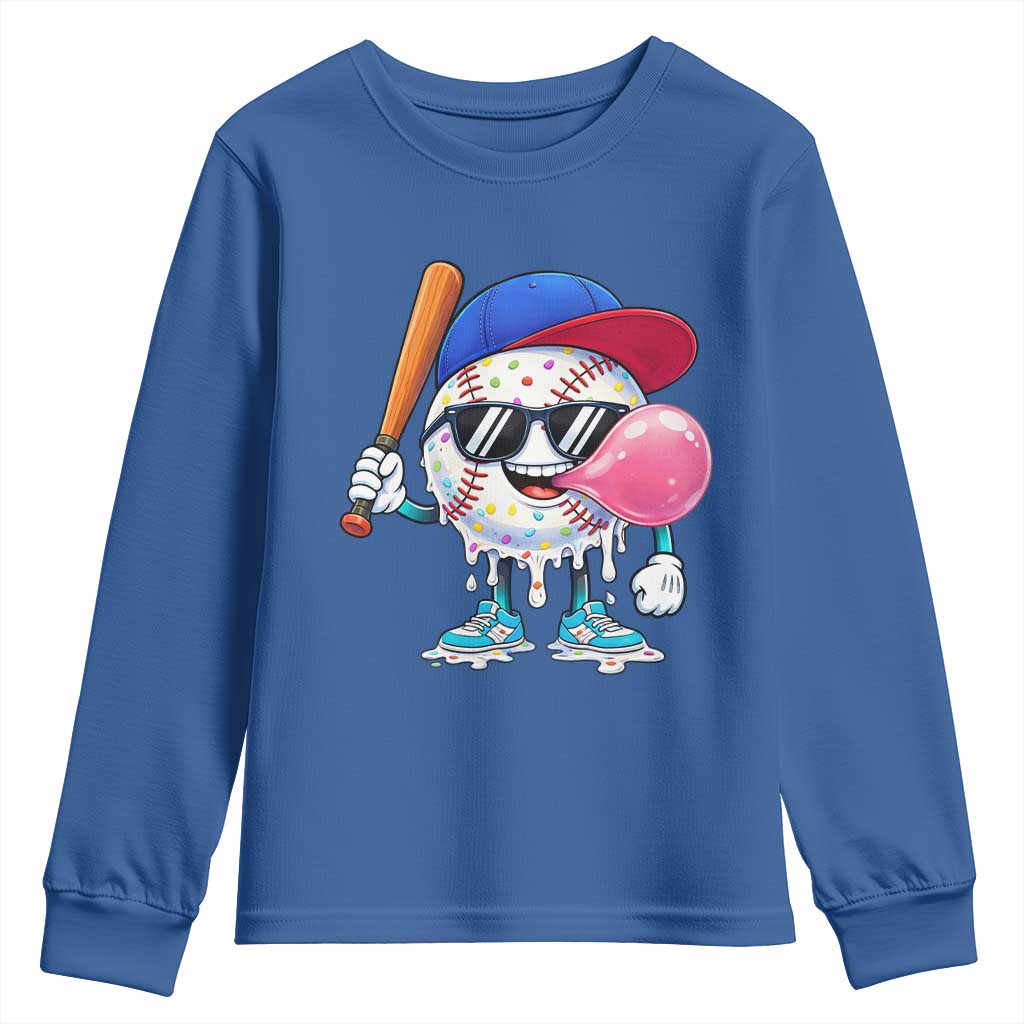 Baseball Bubble Gum Sports Game Day Youth Sweatshirt