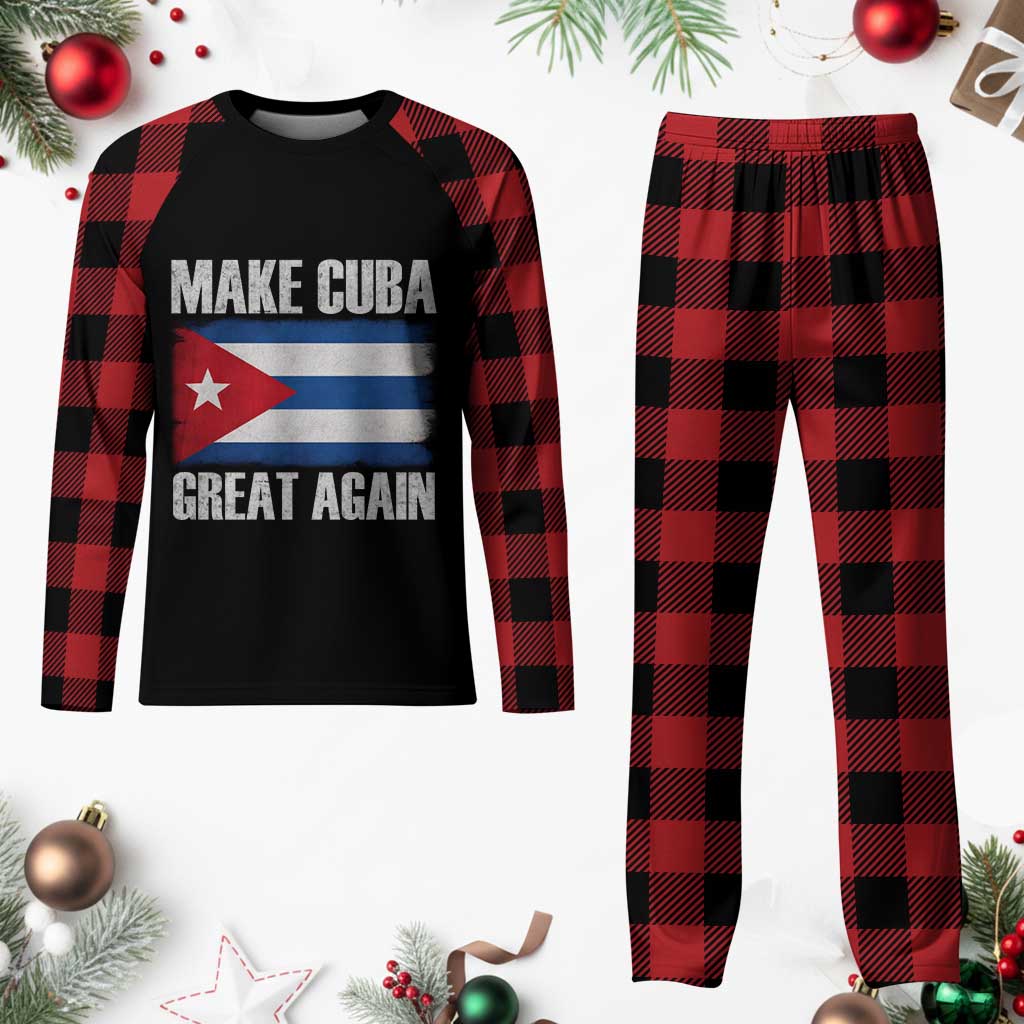 Make Cuba Great Again Plaid Pajama Set Vintage Cuban Map