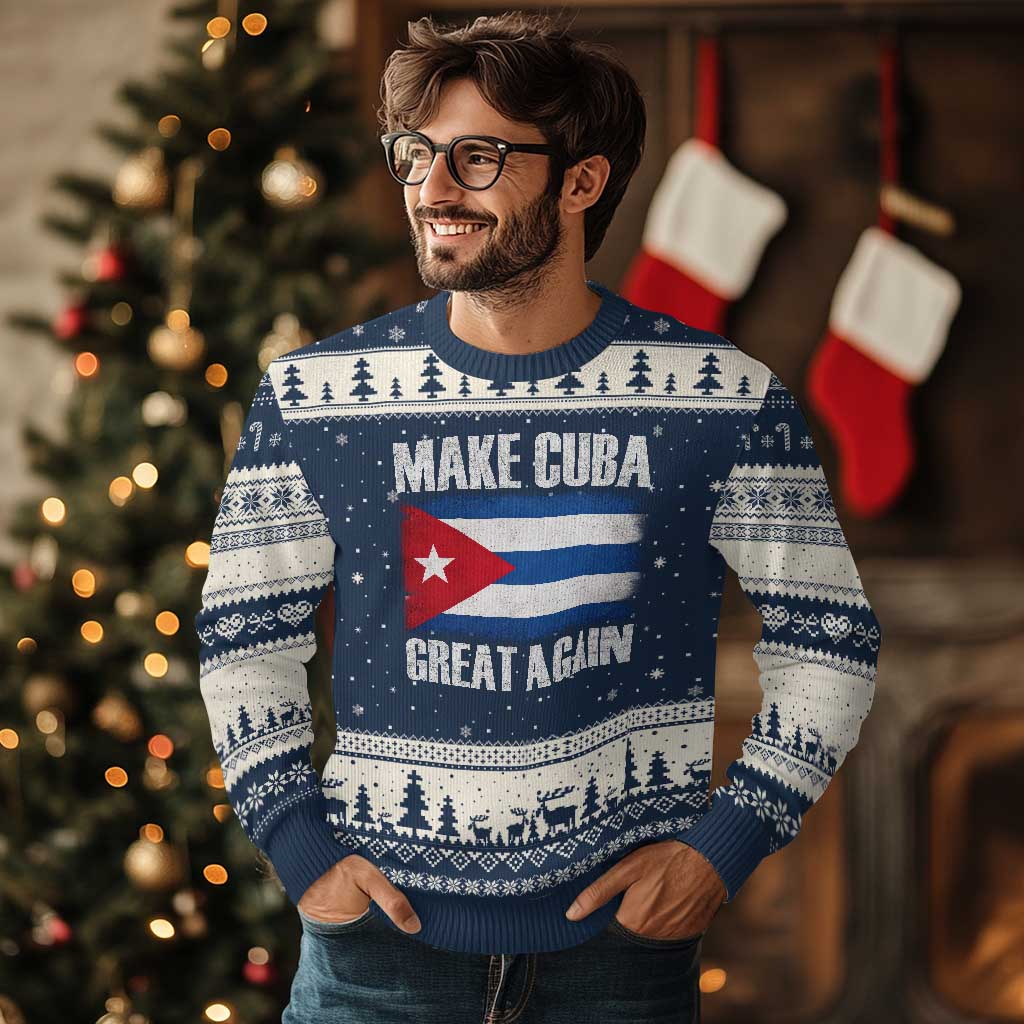 Make Cuba Great Again Ugly Christmas Sweater Vintage Cuban Map