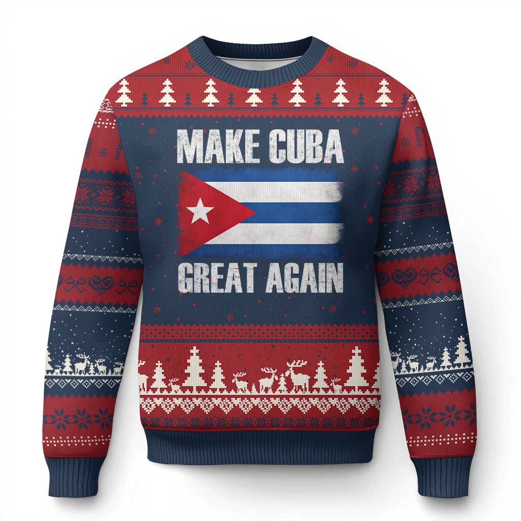 Make Cuba Great Again Ugly Christmas Sweater Vintage Cuban Map