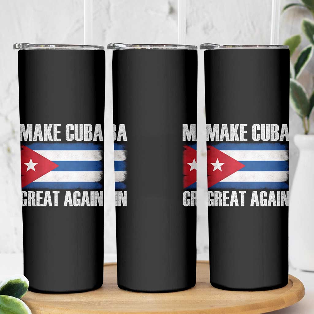 Make Cuba Great Again Skinny Tumbler Vintage Cuban Map