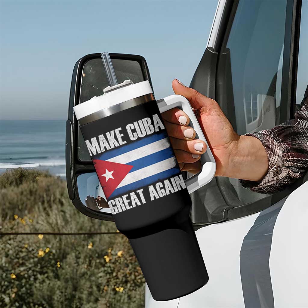 Make Cuba Great Again Tumbler With Handle Vintage Cuban Map