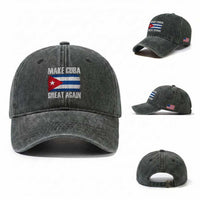 Make Cuba Great Again Washed Cotton Baseball Cap Vintage Cuban Map