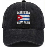 Make Cuba Great Again Washed Cotton Baseball Cap Vintage Cuban Map
