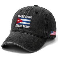 Make Cuba Great Again Washed Cotton Baseball Cap Vintage Cuban Map