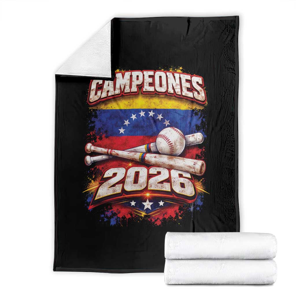 Venezuela Campeones 2026 Baseball Championship Throw Blanket Vintage Venezuelan Flag