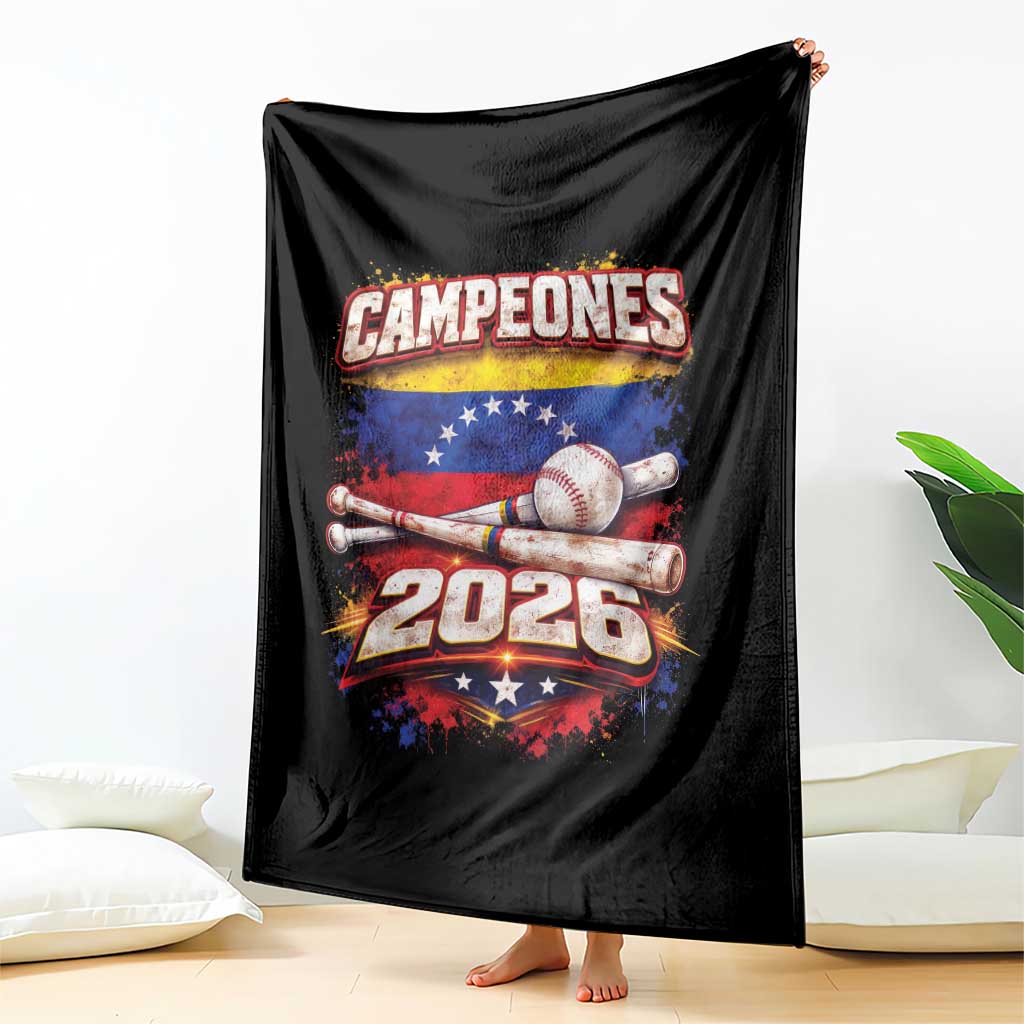 Venezuela Campeones 2026 Baseball Championship Throw Blanket Vintage Venezuelan Flag