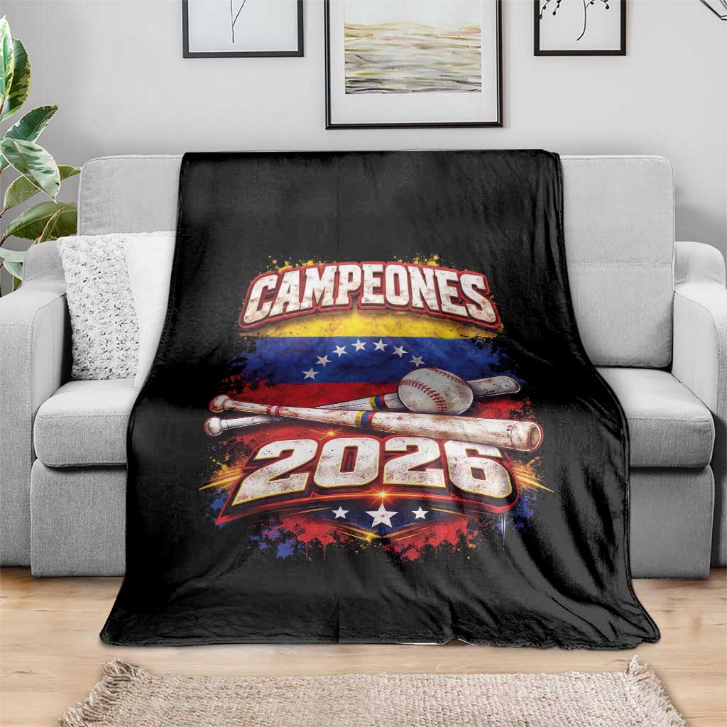 Venezuela Campeones 2026 Baseball Championship Throw Blanket Vintage Venezuelan Flag
