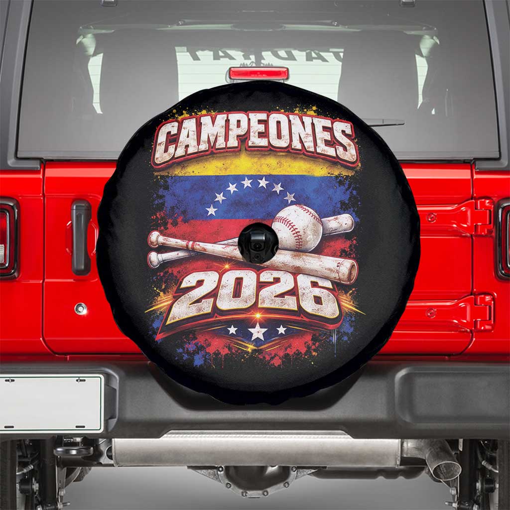 Venezuela Campeones 2026 Baseball Championship Spare Tire Cover Vintage Venezuelan Flag