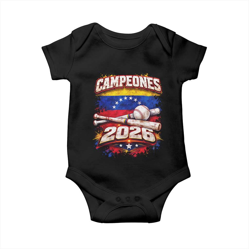 Venezuela Campeones 2026 Baseball Championship Baby Onesie Vintage Venezuelan Flag