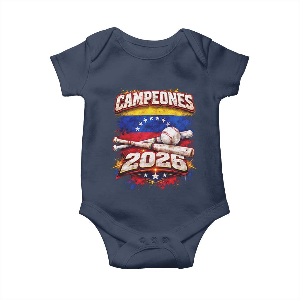 Venezuela Campeones 2026 Baseball Championship Baby Onesie Vintage Venezuelan Flag