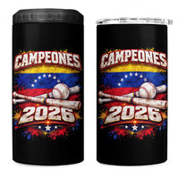 Venezuela Campeones 2026 Baseball Championship 4 in 1 Can Cooler Tumbler Vintage Venezuelan Flag